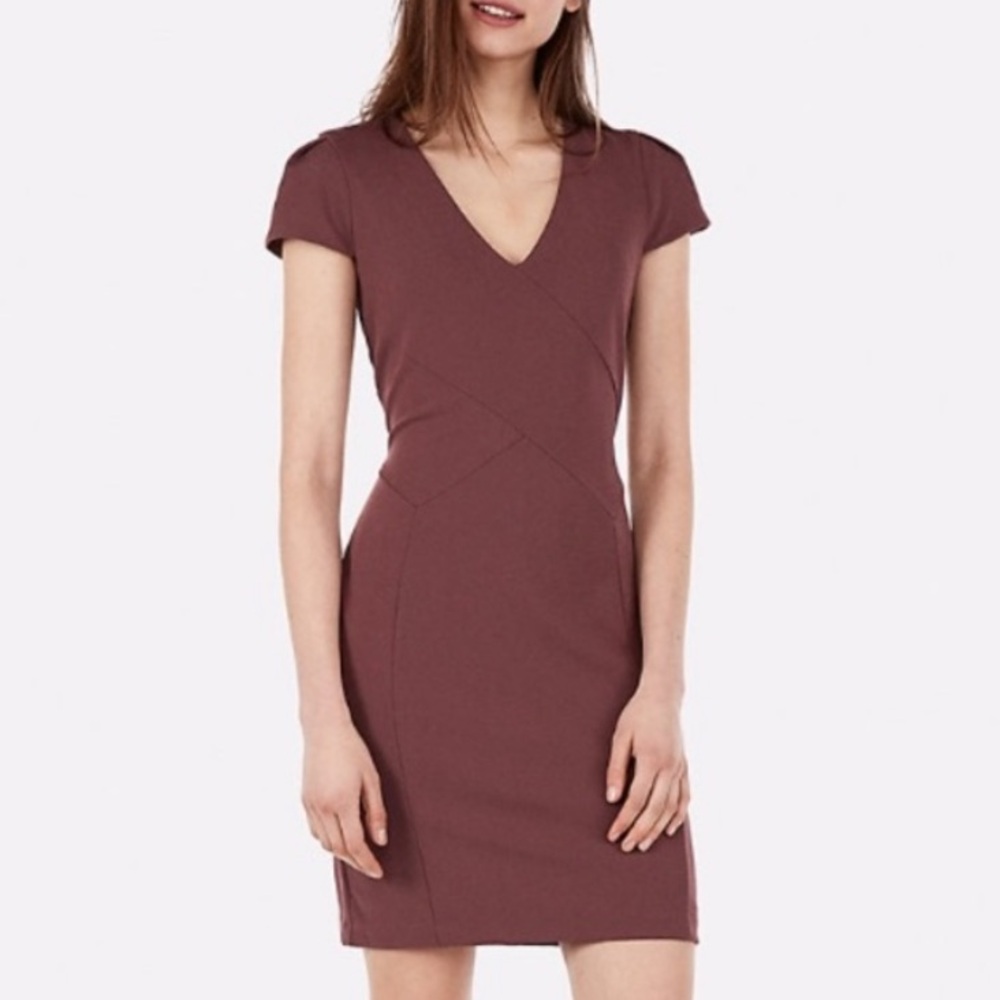 Express Dusty Mauve Cap-Sleeve Sheath Dress